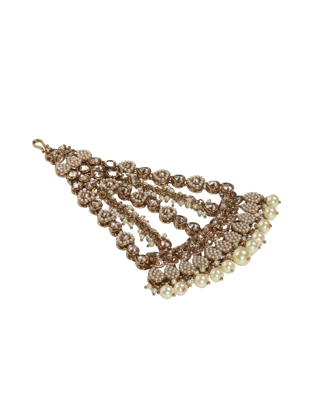 Oyal Gold Finish Passa with Pearl Droplets & Reverse American Diamonds