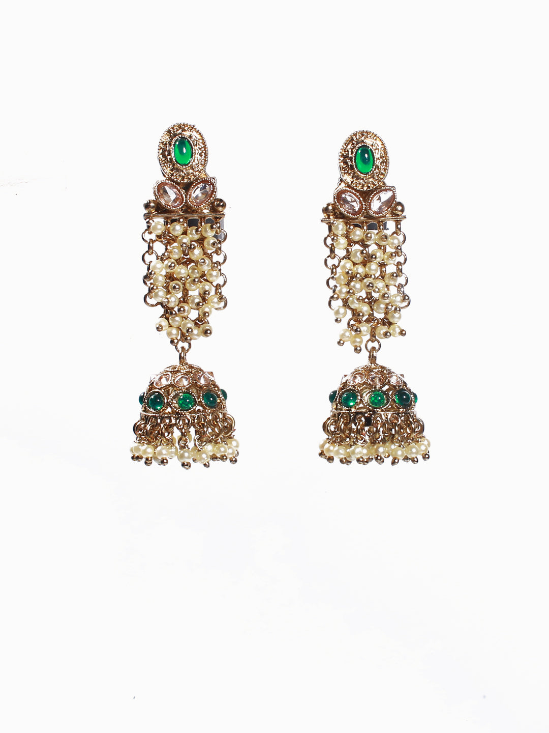 Regal Antique Mehendi Finish AD Stone Necklace Set