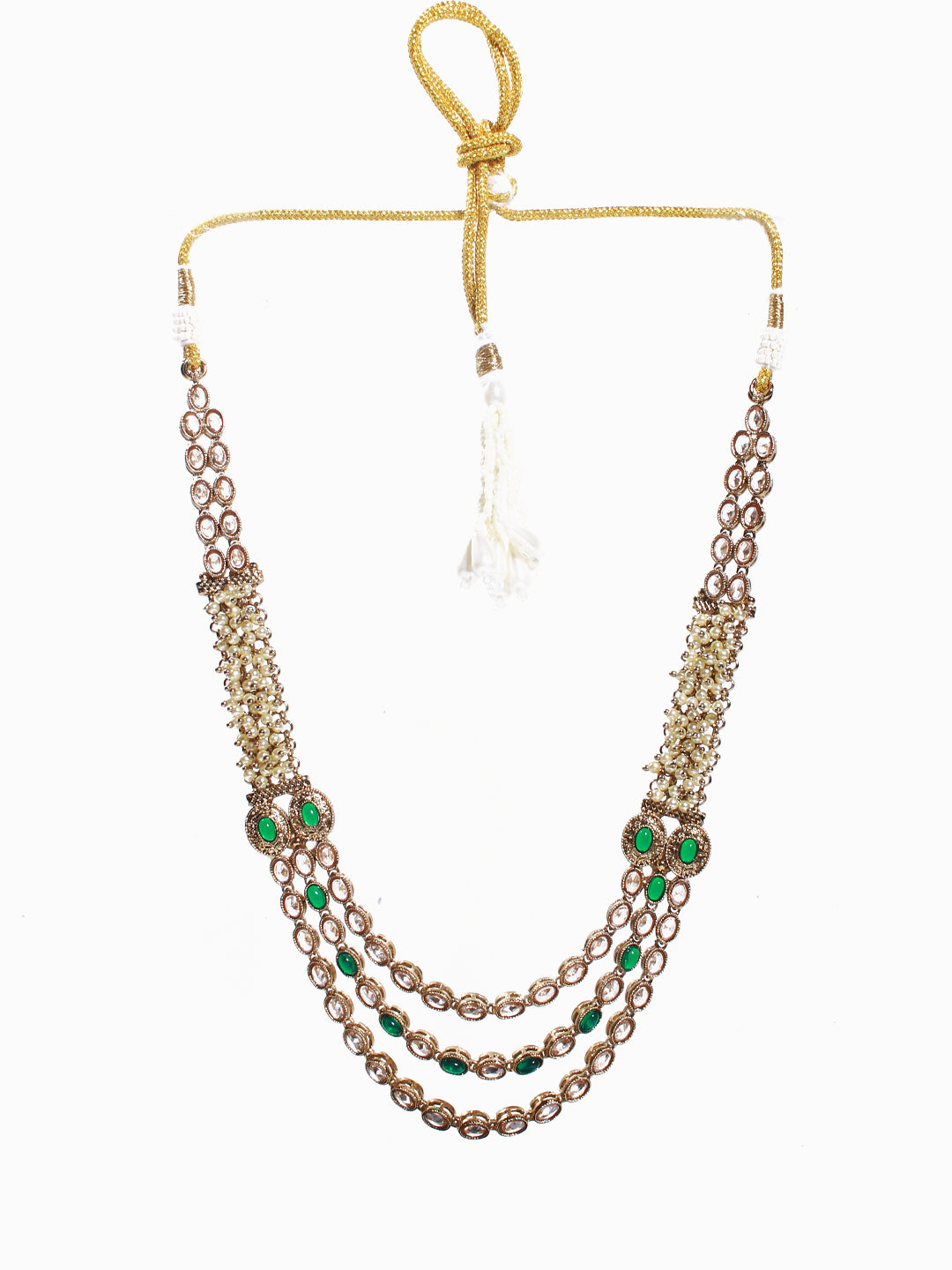 Regal Antique Mehendi Finish AD Stone Necklace Set