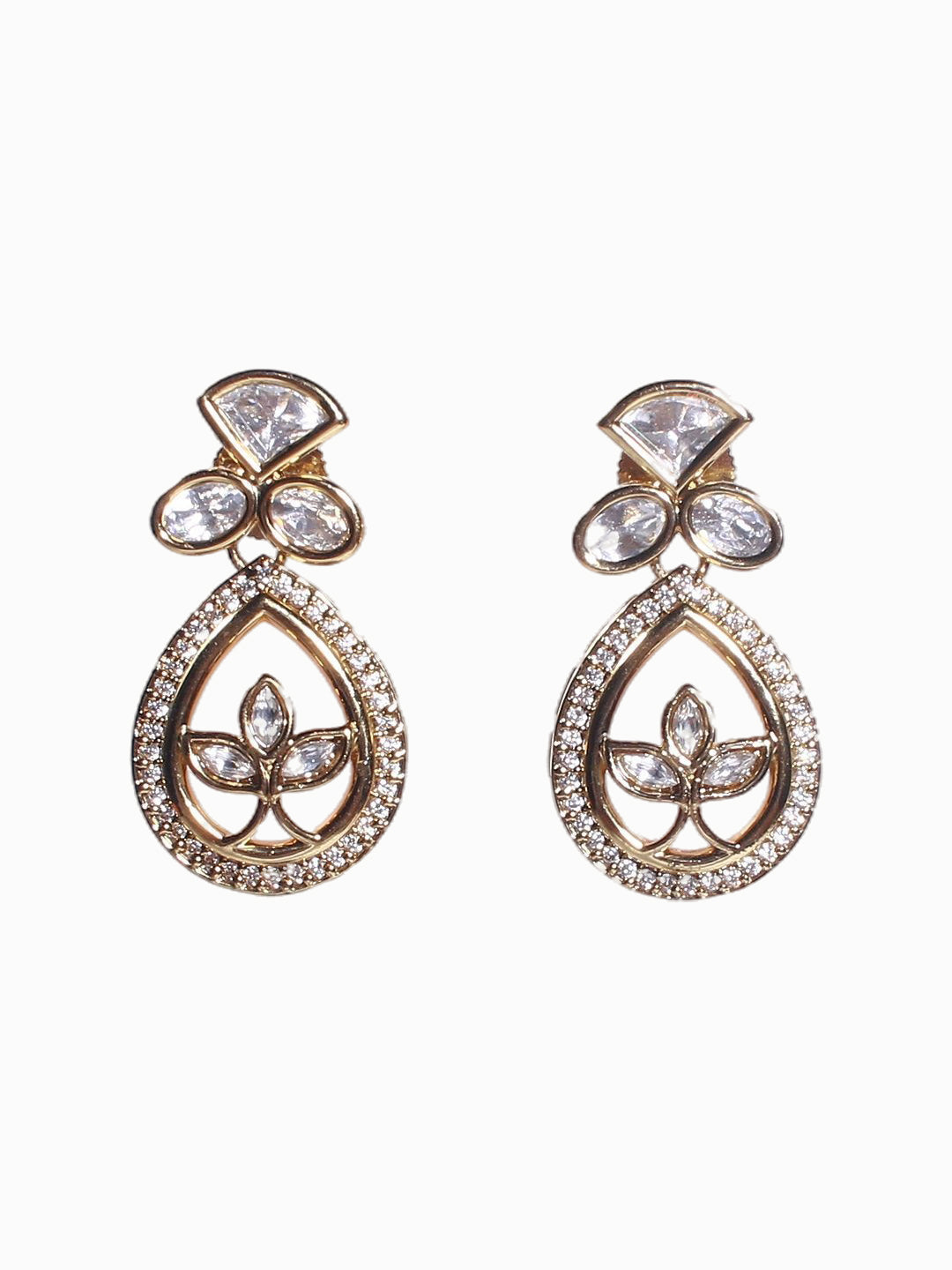 Itrani Graceful Teardrop Polki & Emerald Bridal Jewelry Set