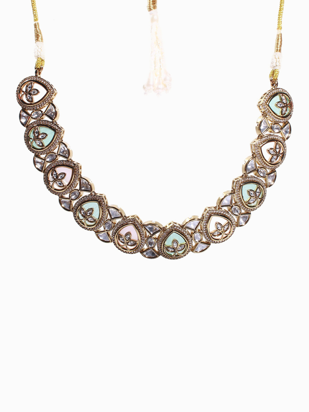 Itrani Graceful Teardrop Polki & Emerald Bridal Jewelry Set