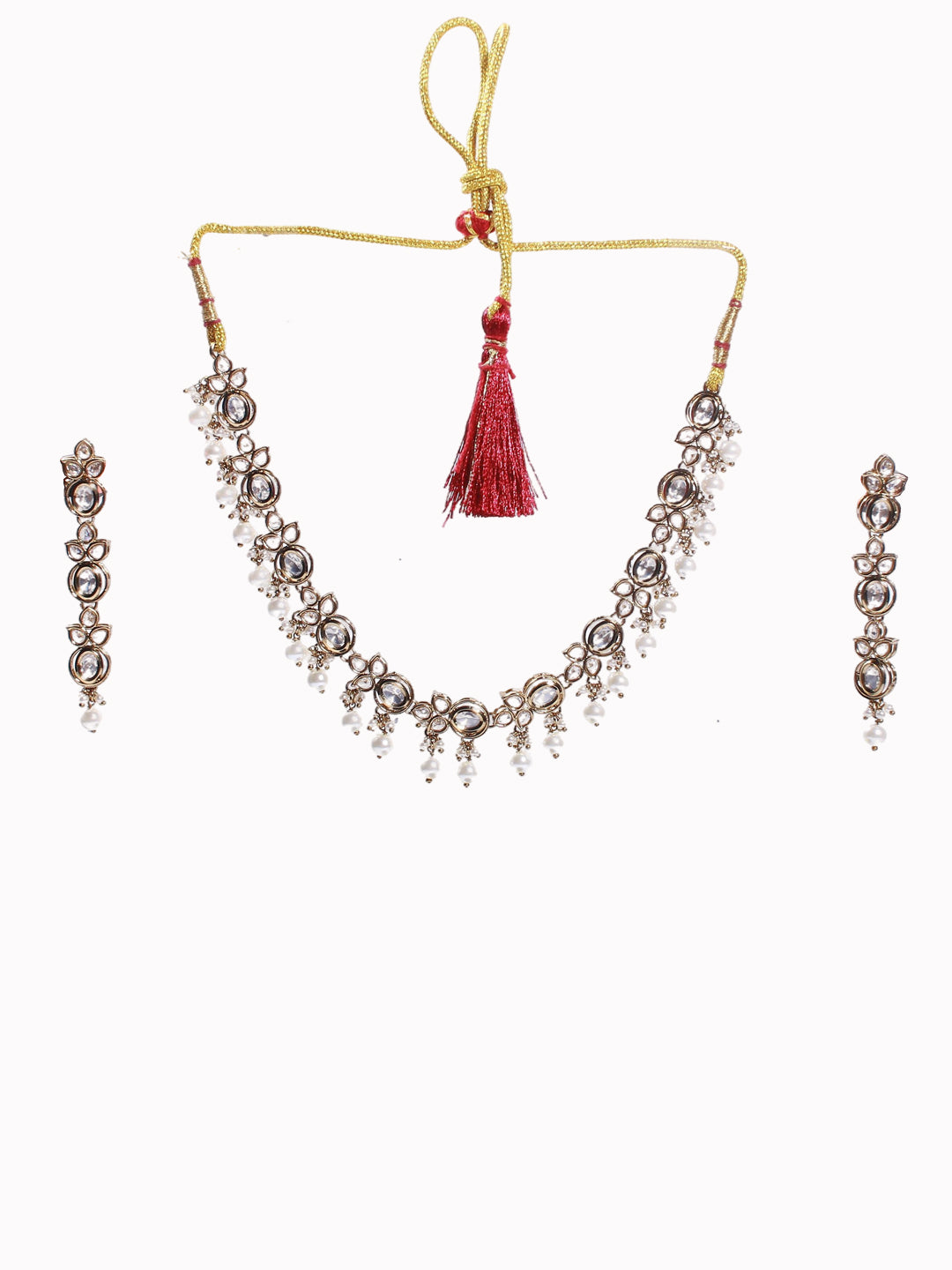 Royal Polki Pearl Drop Necklace Set