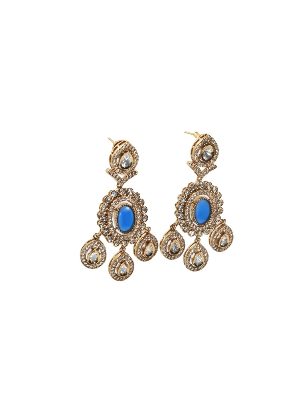 Royal Blue Monalisa Polki Chandbali Earrings