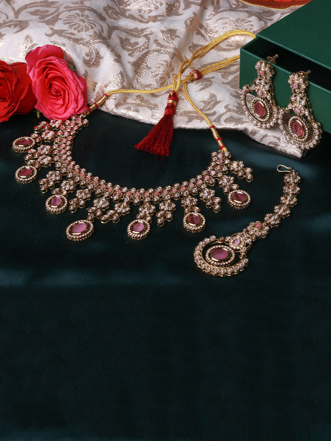 Royal Heritage Pink Kundan Necklace Set