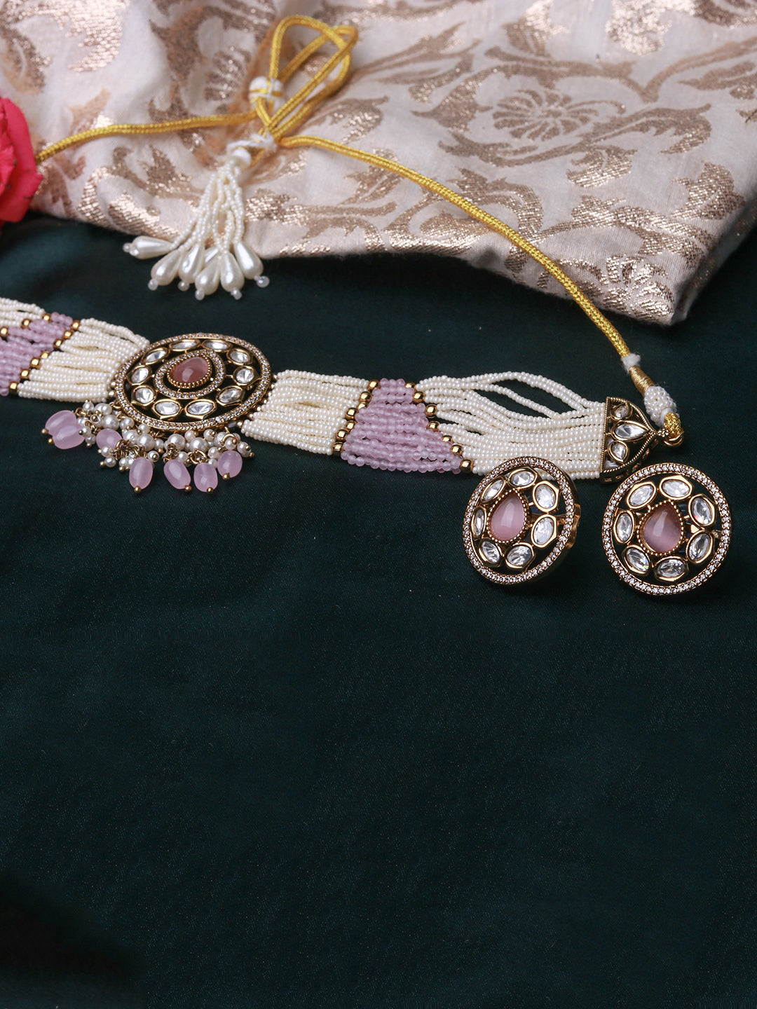 Antique Mehendi Finish Polki & Patwa Style Choker