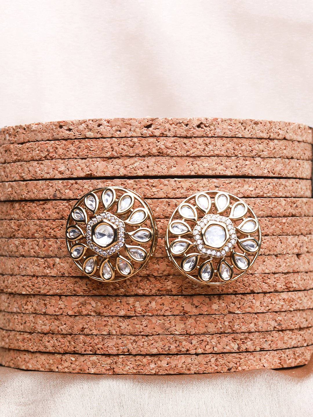 Pearl Chain Earring with American Diamond Hoop