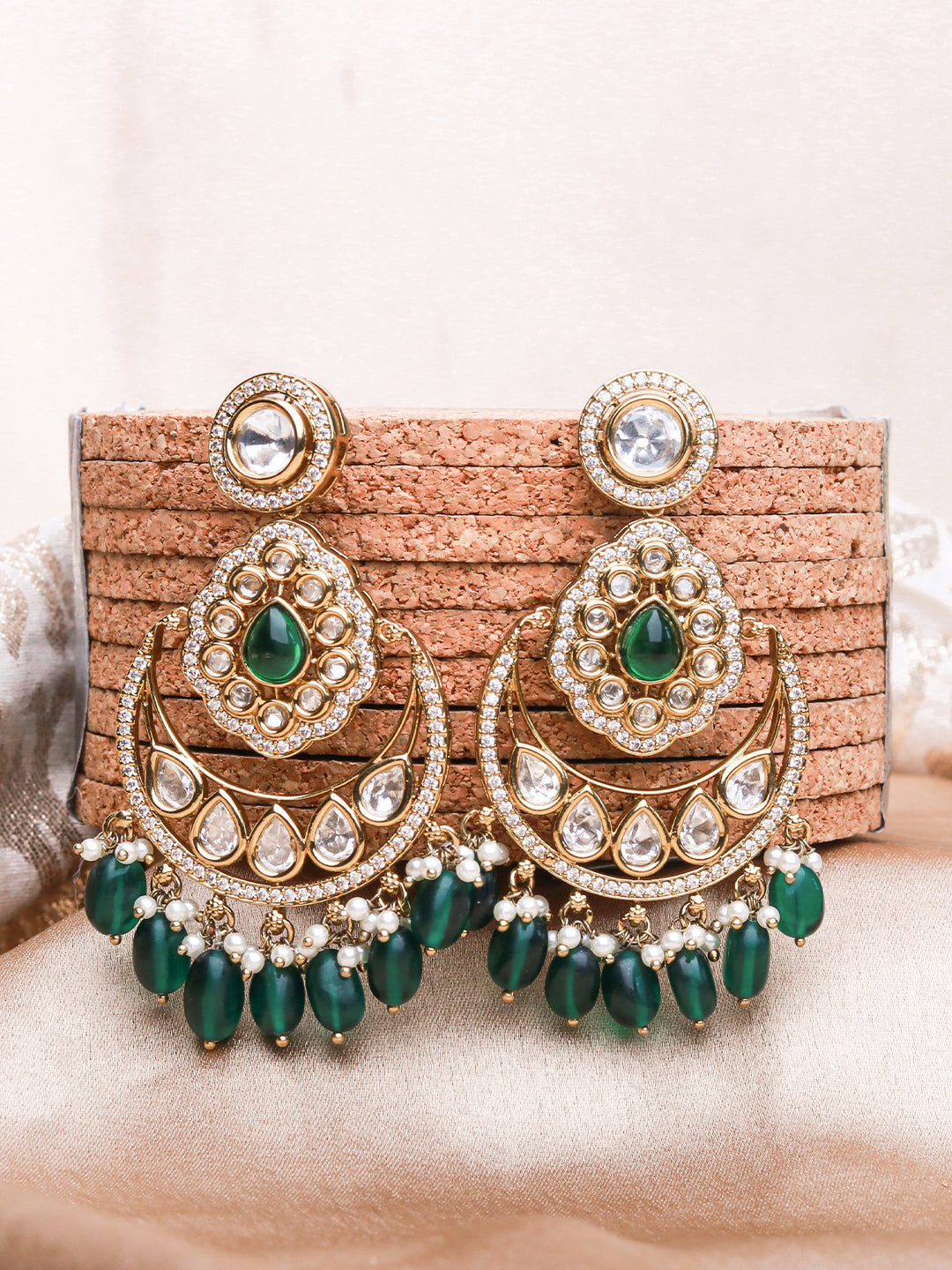 Antique Mehendi Finish Polki & Patwa Style Earring