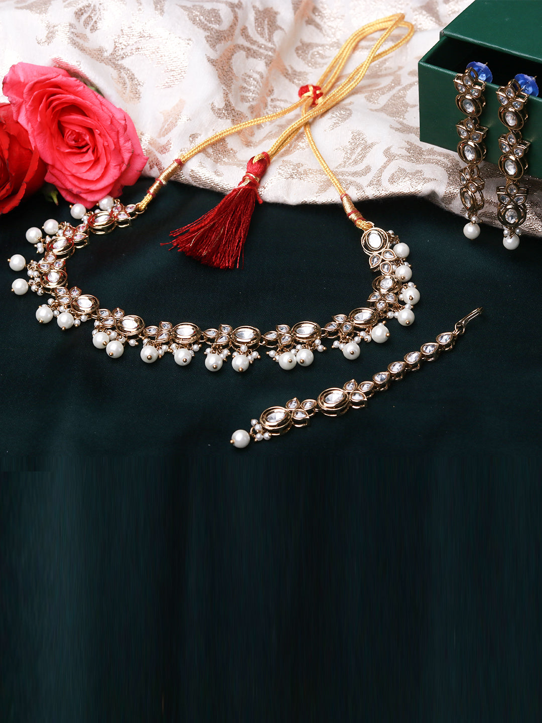 Royal Polki Pearl Drop Necklace Set
