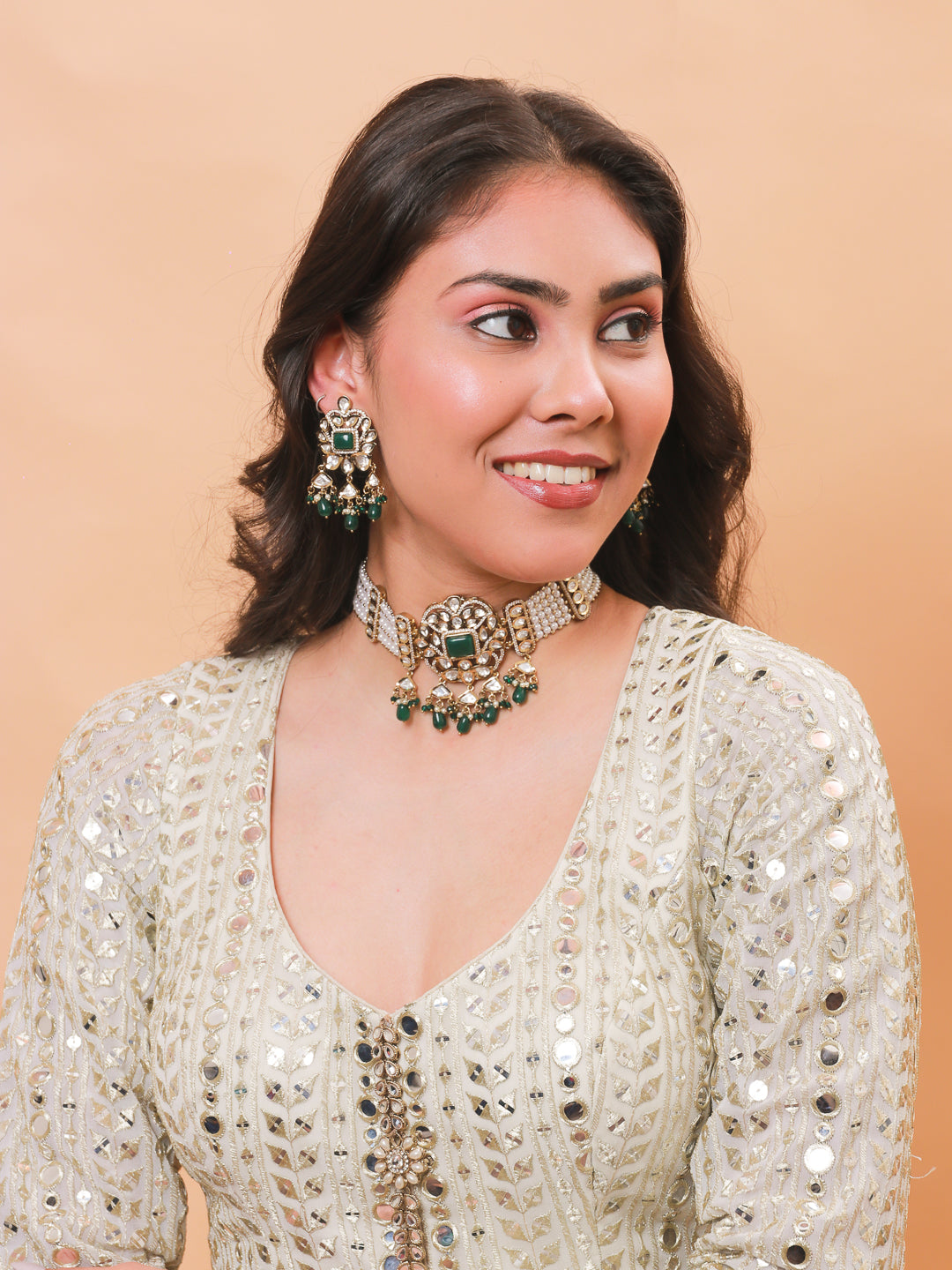 Antique Mehendi Finish Polki & Patwa Style Choker