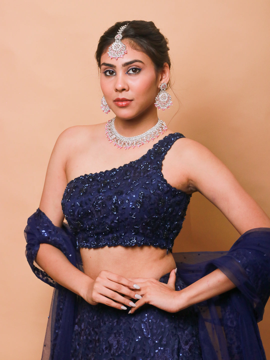 Blush Pink Royal Kundan Necklace Set