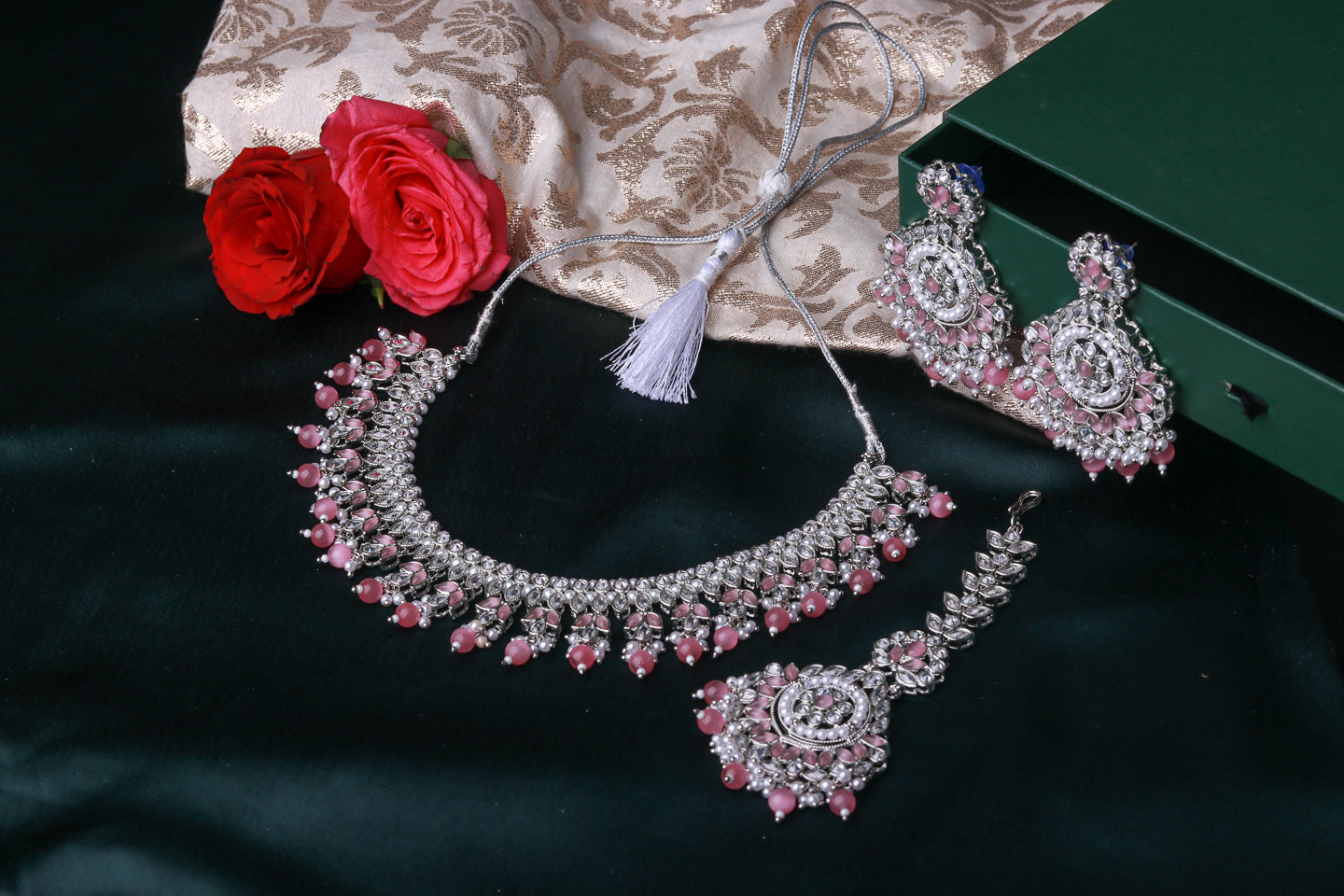 Blush Pink Royal Kundan Necklace Set Clearance
