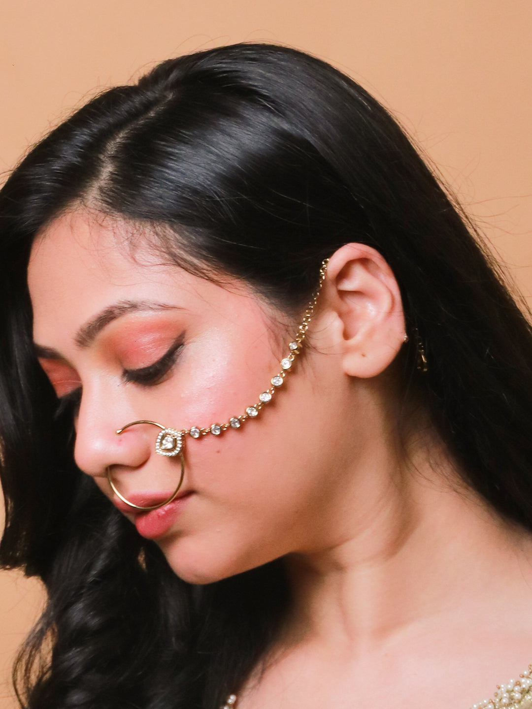 Polki Chain Nathni with Classic Hoop