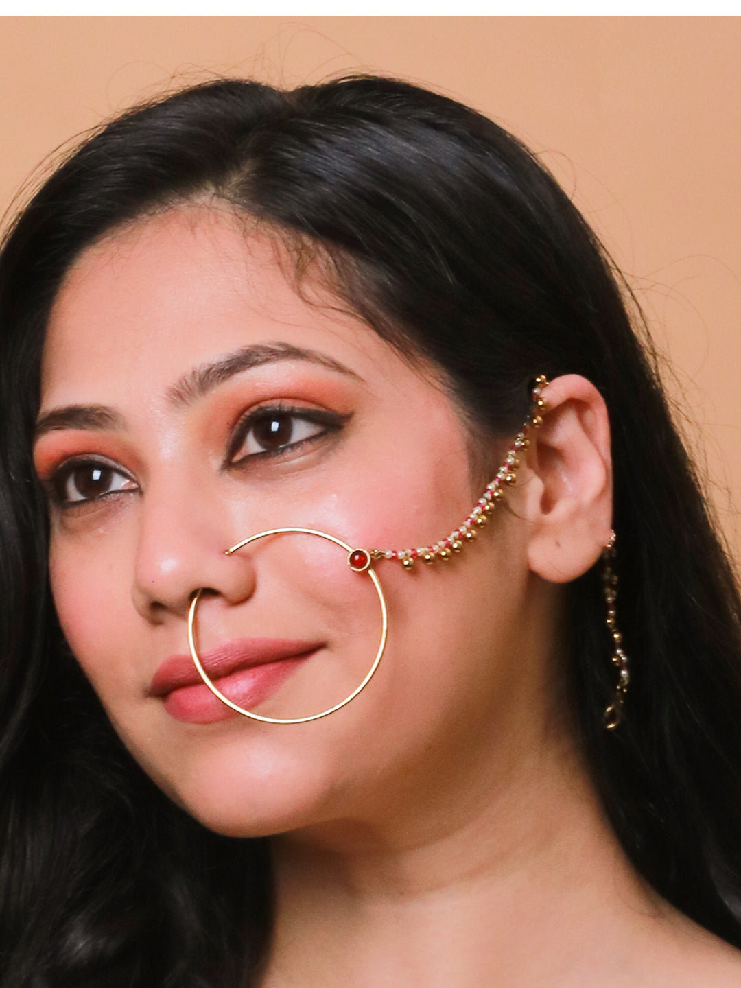 Ruby Chaton Nathni with Pearl Chain