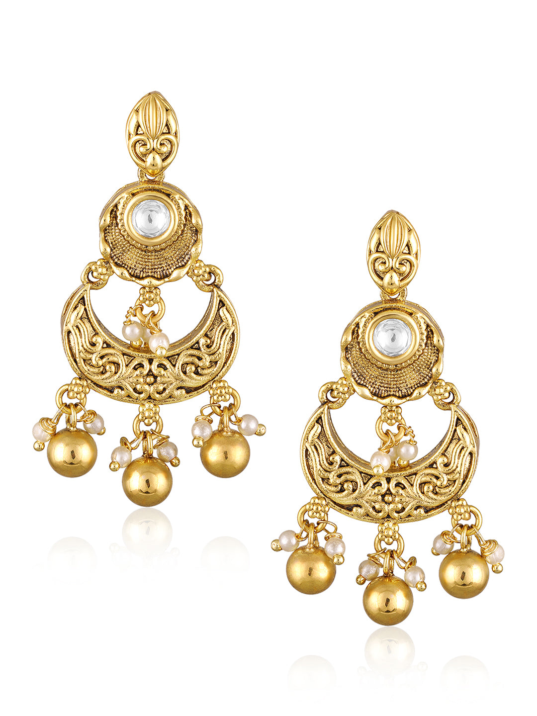 Itrani Heritage Gold Plated Centre Kundan Style Necklace Set – Anti Tarnish Brass Traditional Statement Jewellery