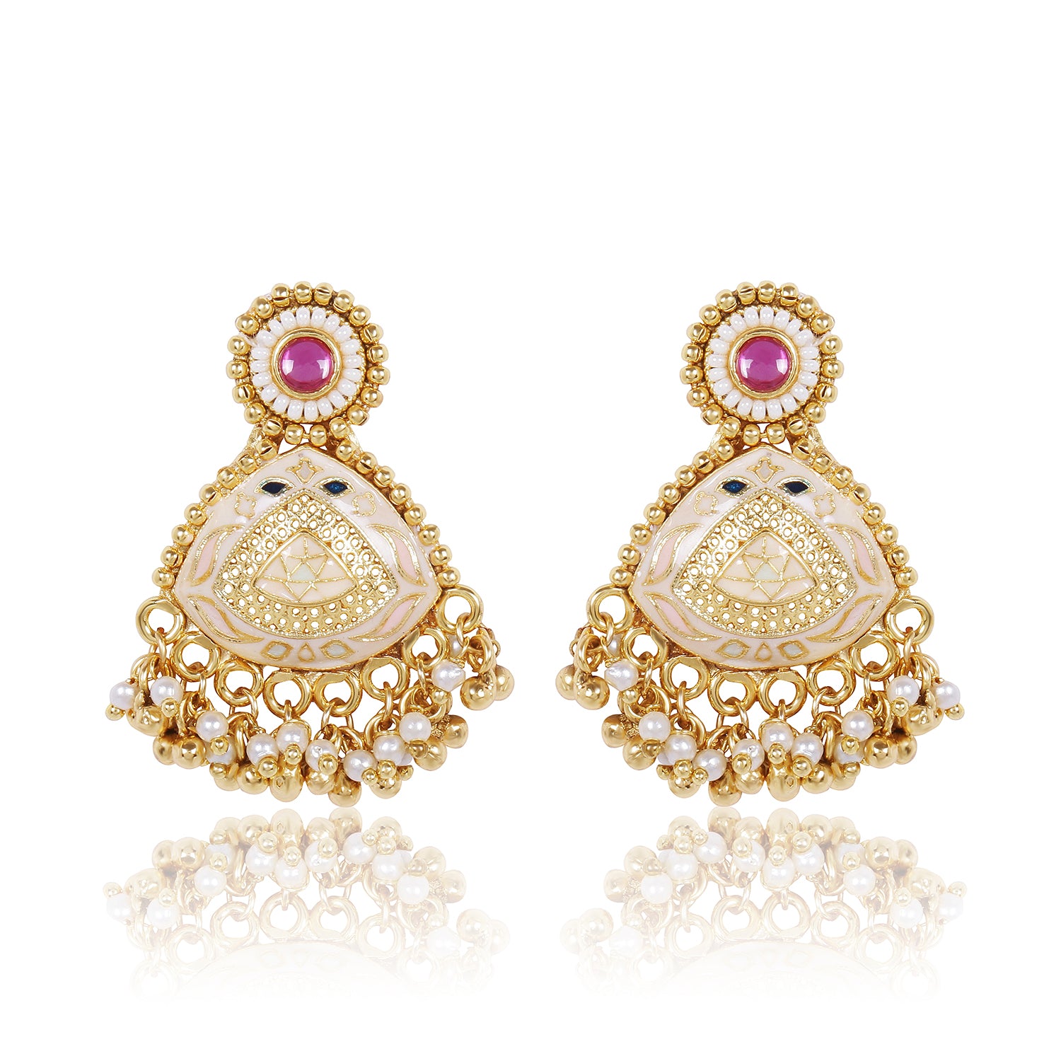 Itrani Rajwadi Polki Minakari Gold Finish Necklace with Emerald & Ruby Stones