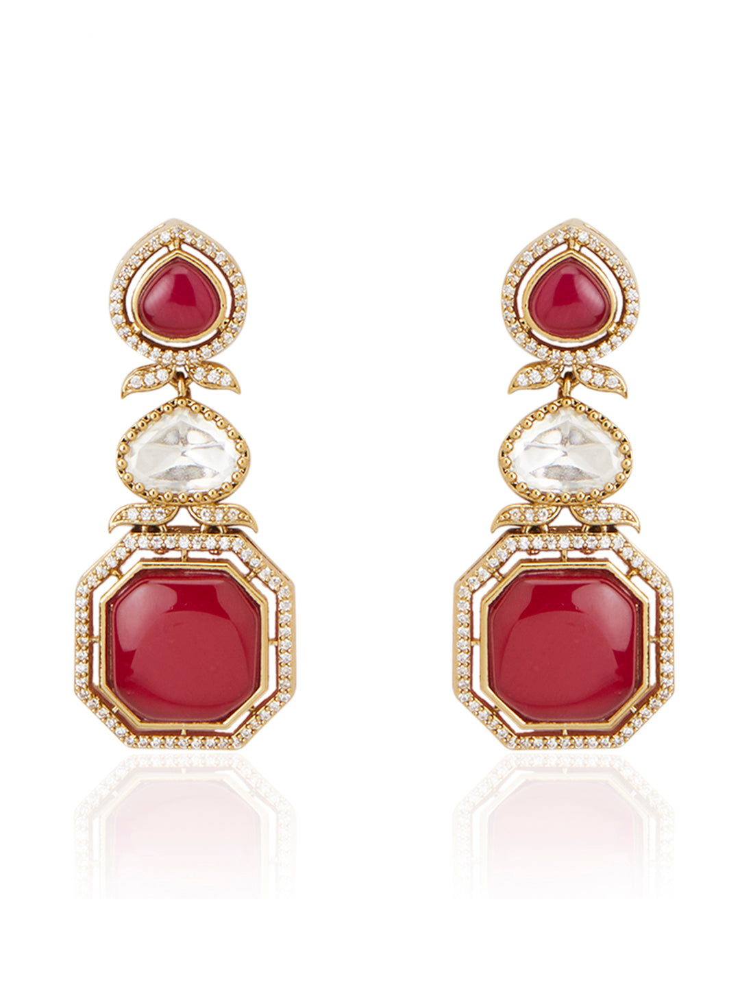 Ruby & Polki Antique Brass Necklace Set for Wedding & Party Wear