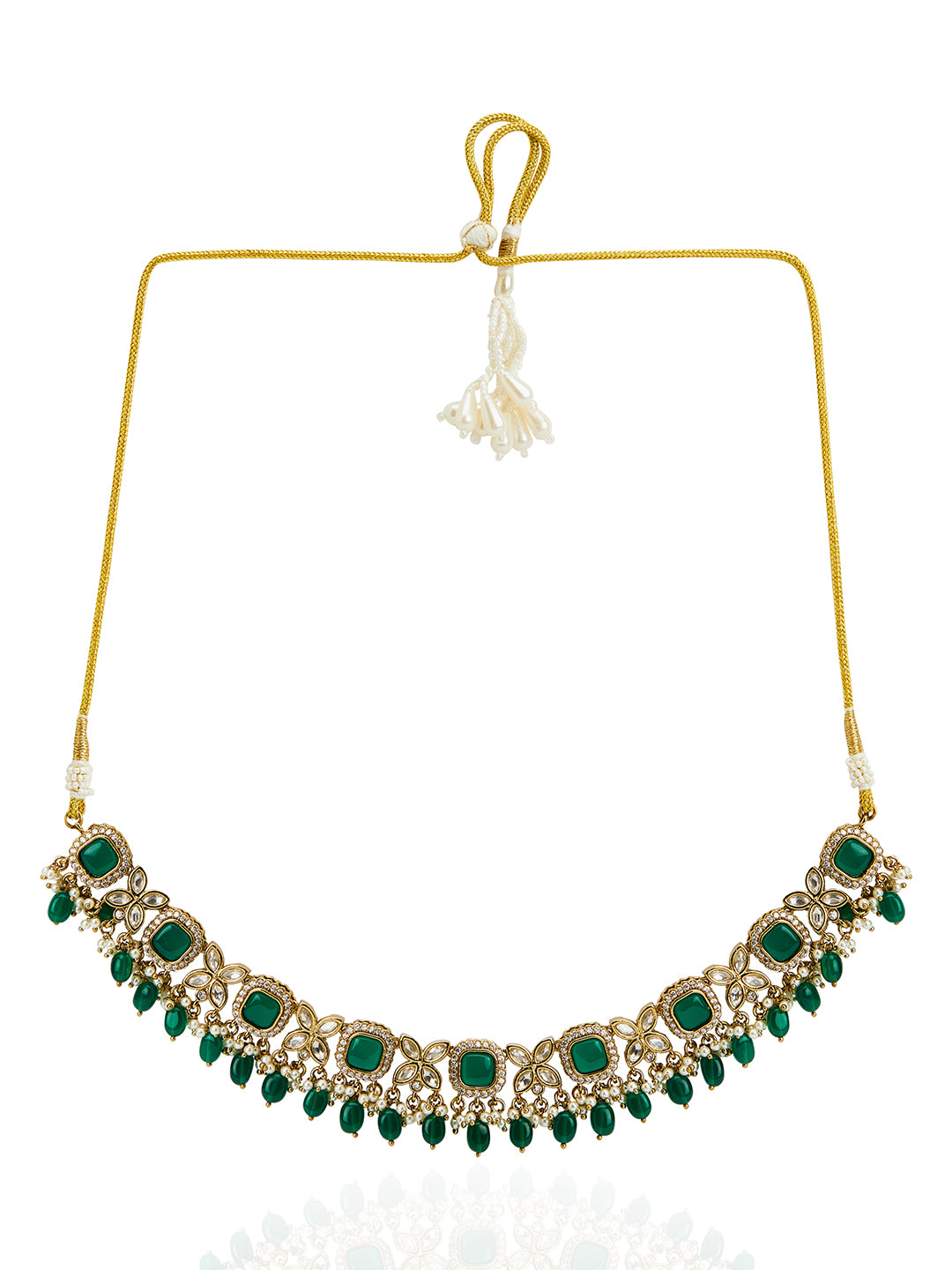Itrani Emerald Polki Royale Necklace Set