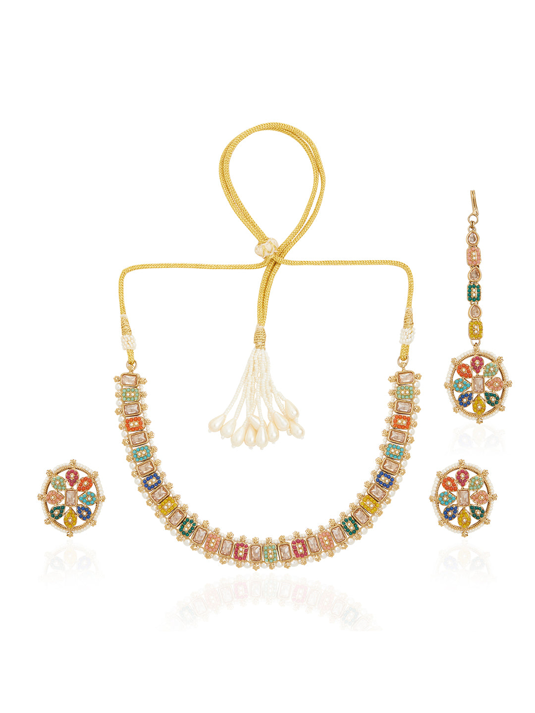 Itrani Amritsari Jadau Multicolor Polki Necklace Set