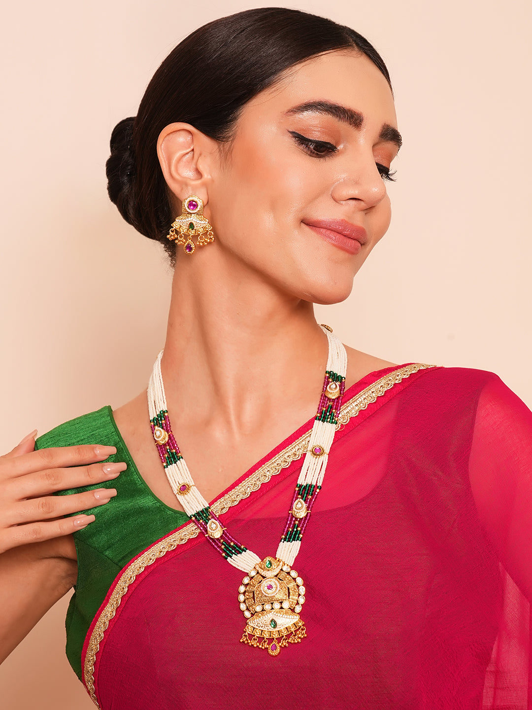 Itrani Royal Rajwadi Long Haar with Polki and Kidiya Moti