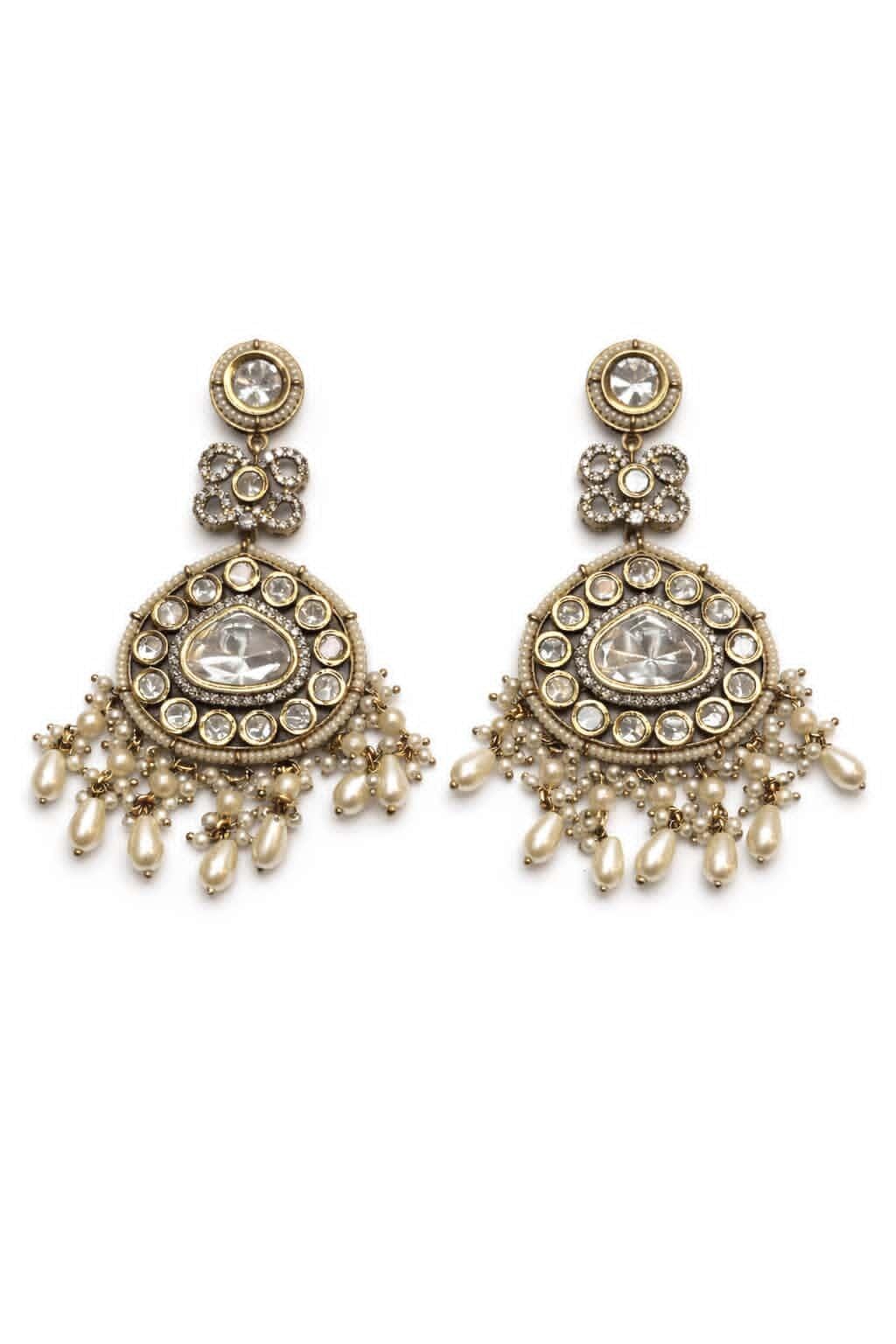 Itrani Classic Moissanite Centre Stone with Pearl Drop Earrings – Anti-Tarnish Brass