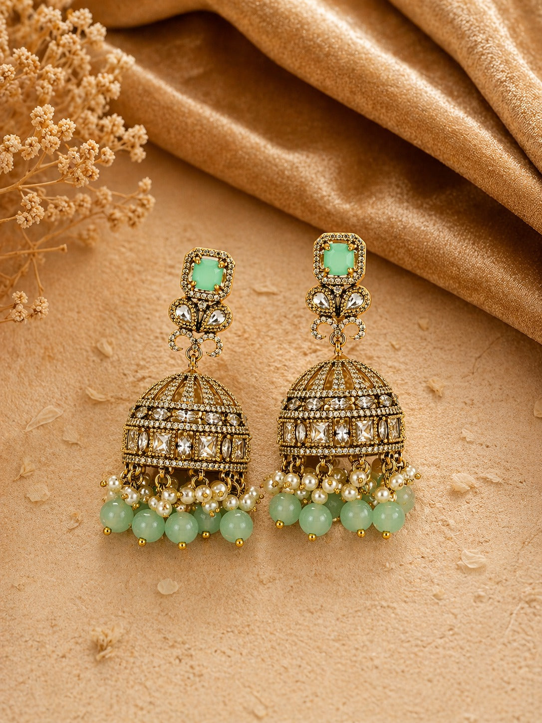 Itrani Pastel Blush Noor Dome Jhumka Earrings