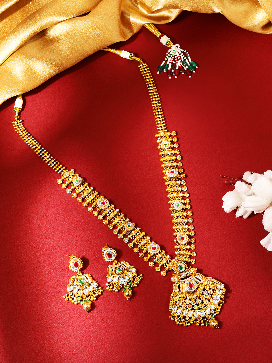 Itrani Royal Gold Heritage Temple style Long Necklace Set
