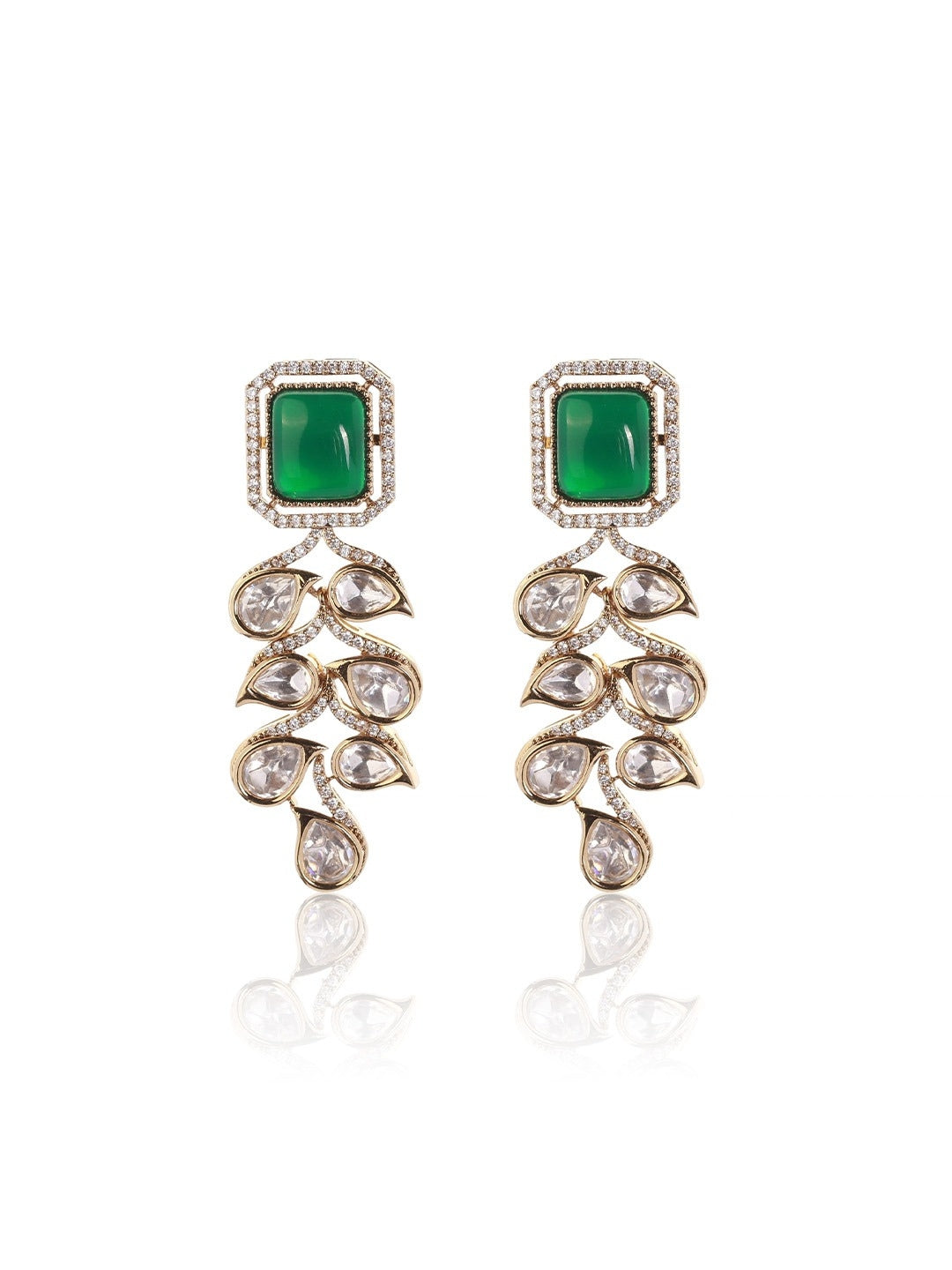 Itrani Emerald Grace Clear Polki Drop Earrings