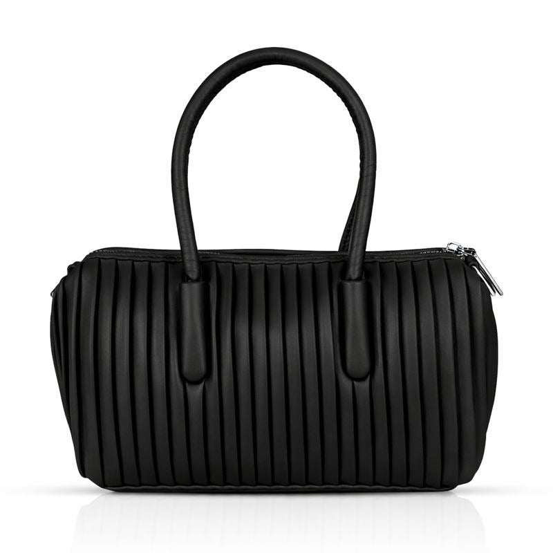 Itrani Black Pleated Barrel Handbag