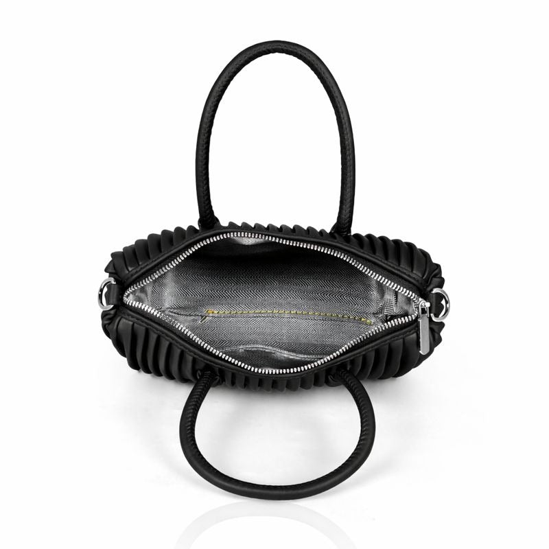 Itrani Black Pleated Barrel Handbag