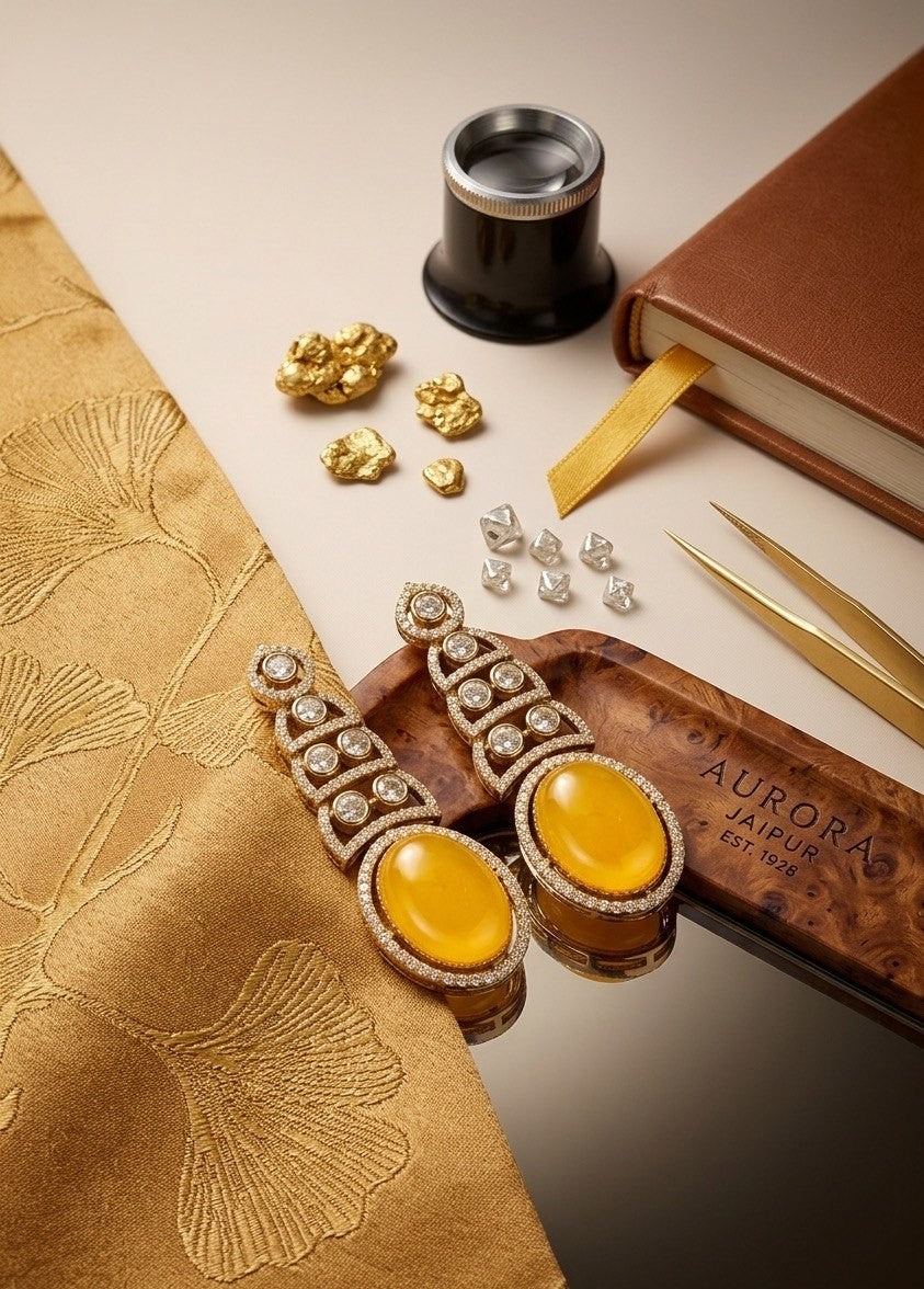 Itrani Amber Stone Drop Dangles Earrings