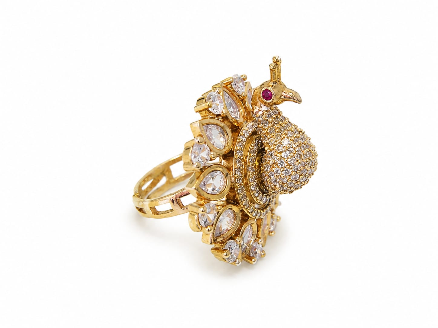 Itrani Royal Peacock American Diamond Adjustable Ring for Women