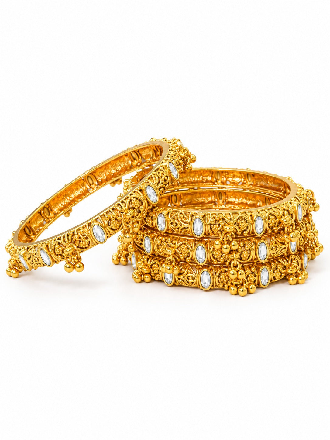 Itrani Sunehri Ghungroo Gold-Tone Bangles (set of 4)