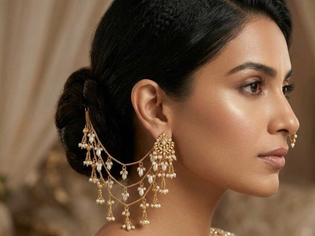 Itrani Chandrika Pearl Drop Ear Chains (Pair)