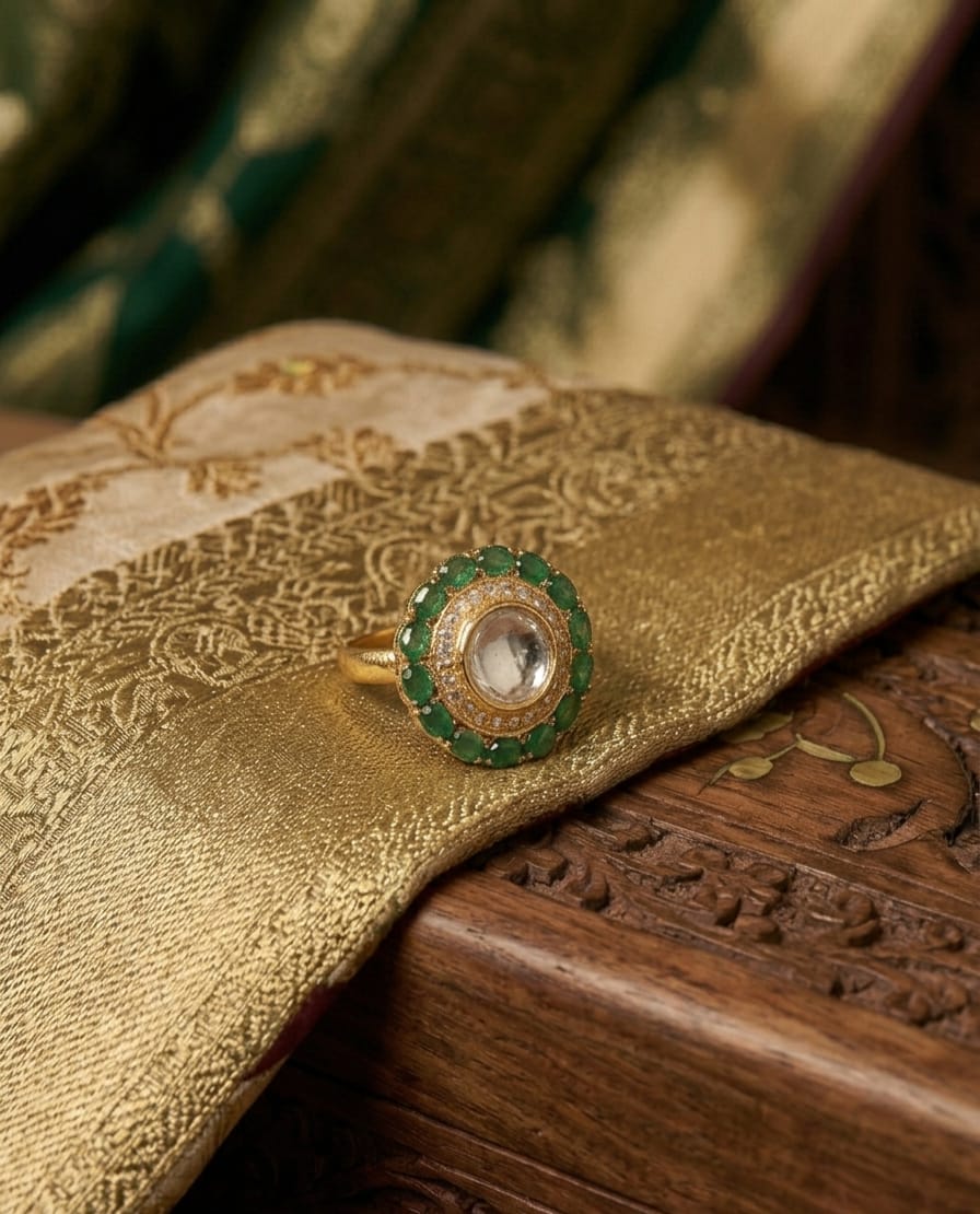 Itrani Gulnaar Statement Ring – Anti Tarnish Brass Ethnic Cocktail Ring
