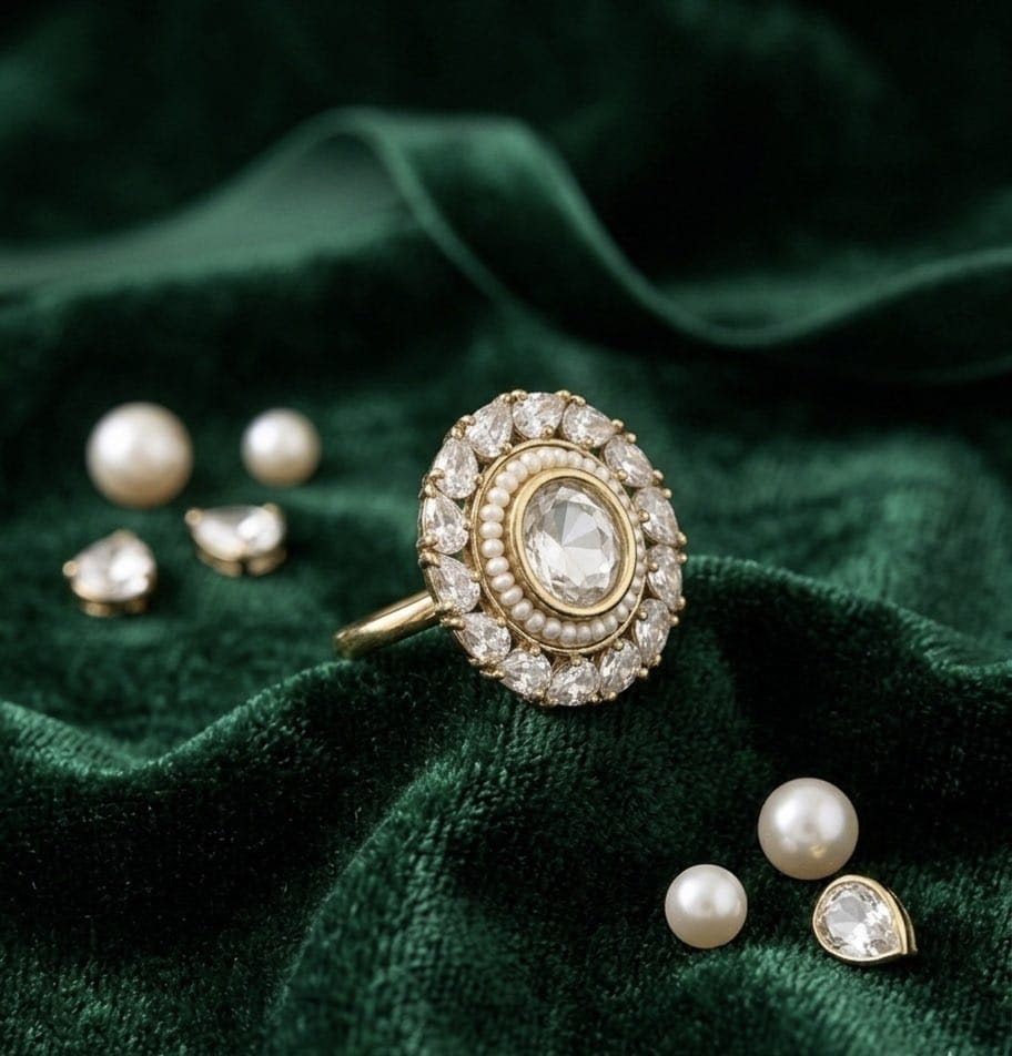 Itrani Gulnaar Statement Ring – Anti Tarnish Brass Ethnic Cocktail Ring