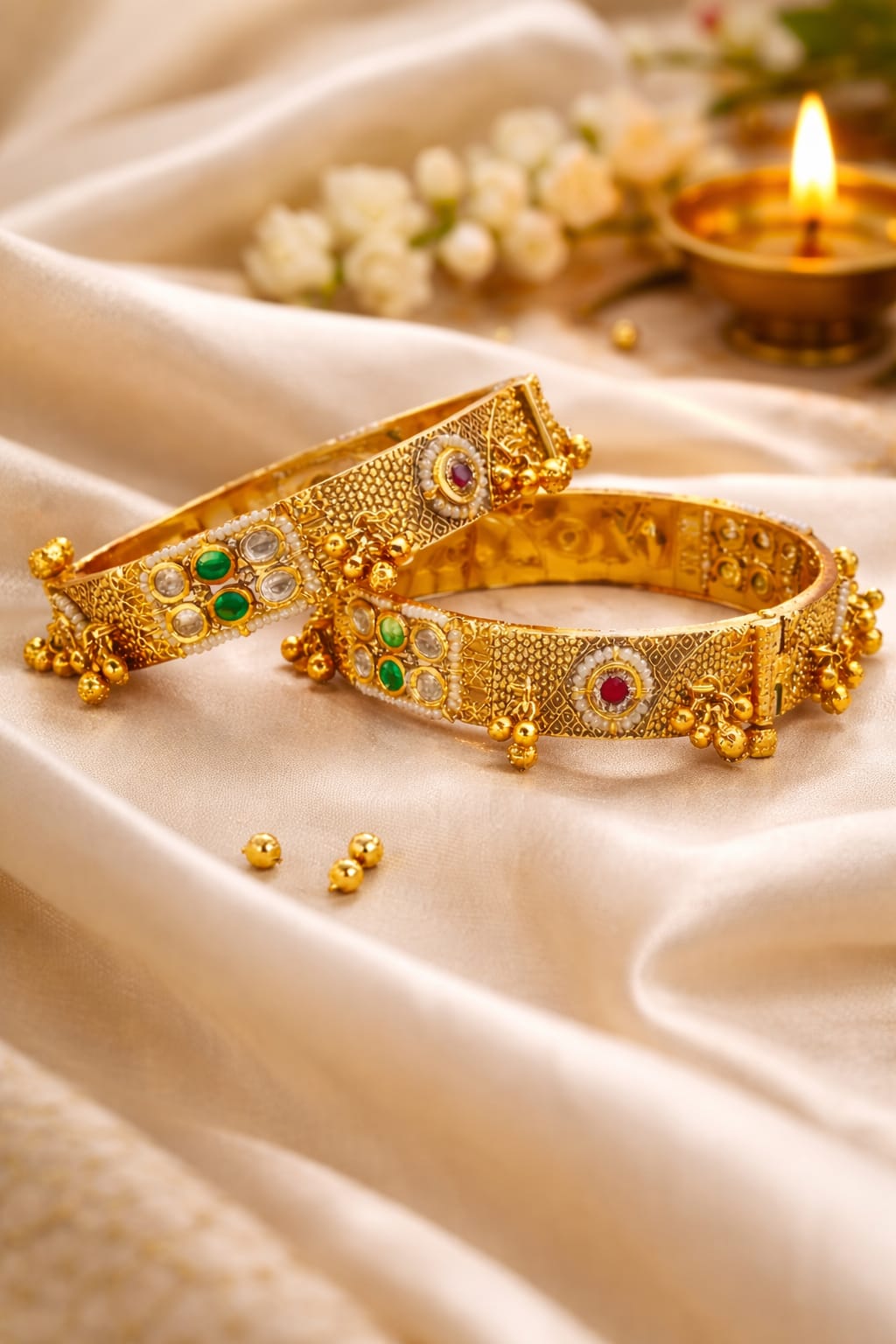 Itrani Heritage Rajwadi Gold Plated Bangles Set | Traditional Bridal Brass Bangles | Anti-Tarnish Ethnic Jewellery
