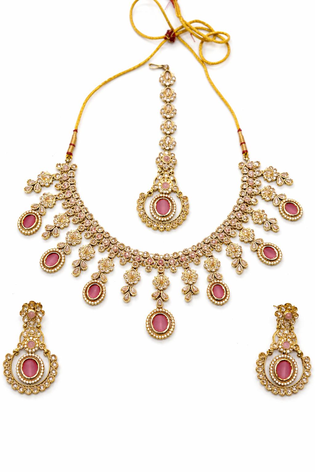 Royal Heritage Pink Kundan Necklace Set Clearance