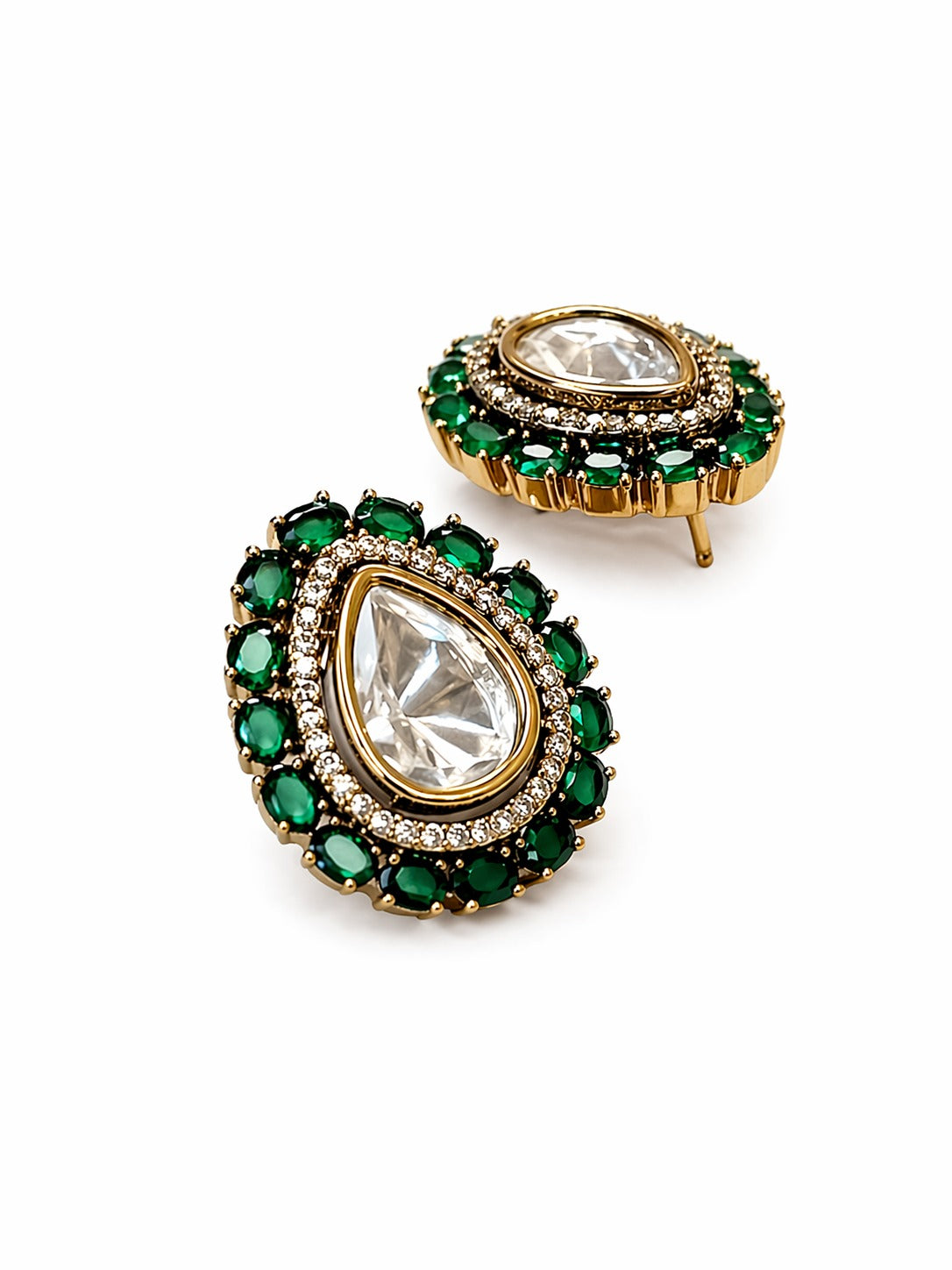 Itrani Indo Western Teardrop Stud Earrings Victorian Style