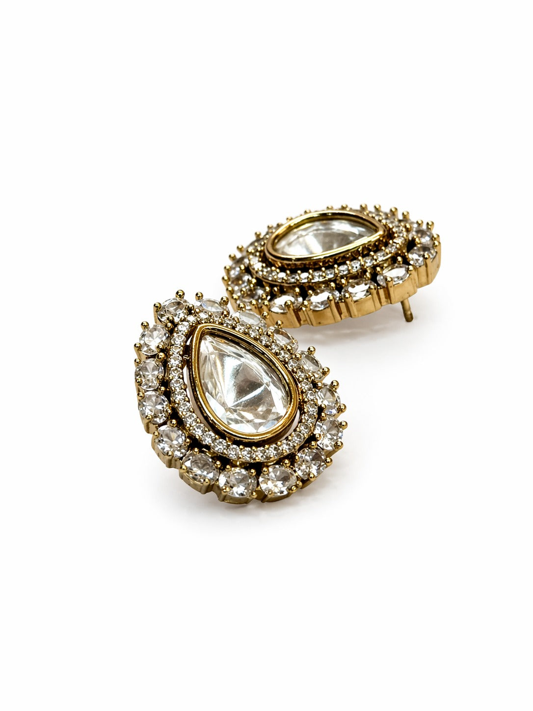 Itrani Indo Western Teardrop Stud Earrings Victorian Style