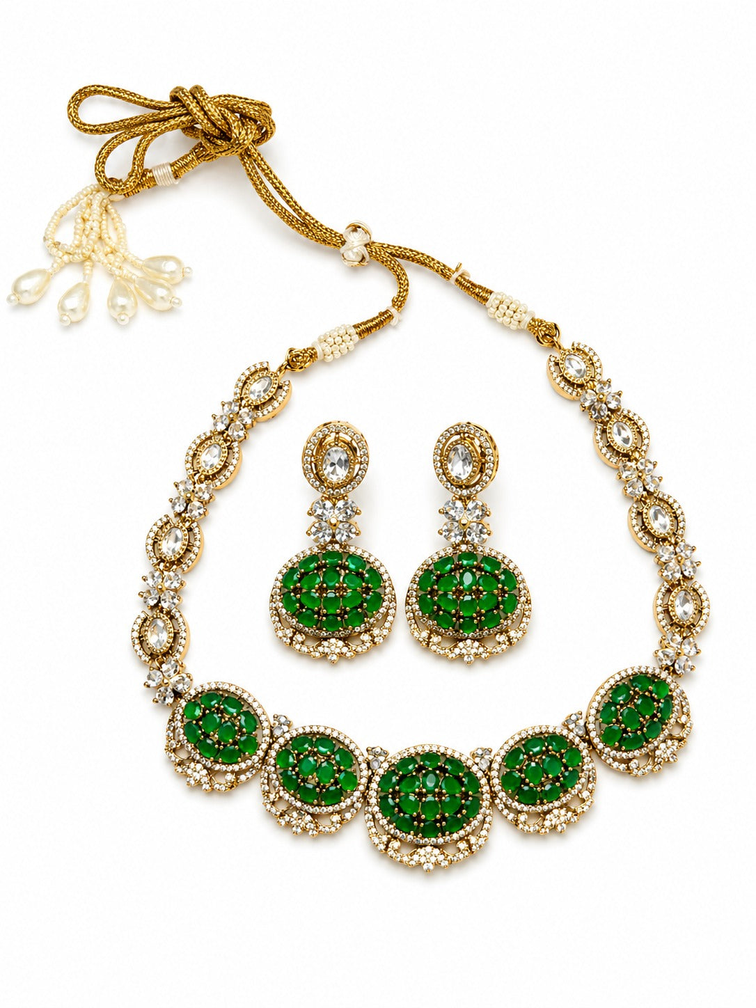 Itrani Champagne Crystal Victorian Style Uncut Diamond Necklace Set