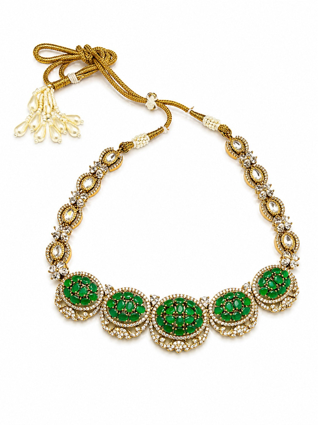 Itrani Champagne Crystal Victorian Style Uncut Diamond Necklace Set