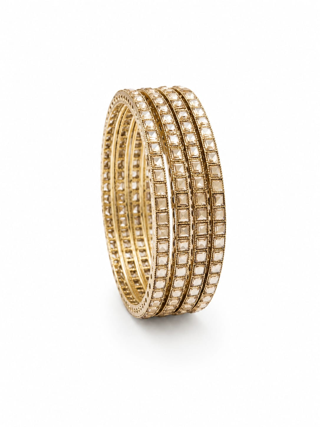 Itrani Timeless Elegance Stone Studded Brass Bangles Set