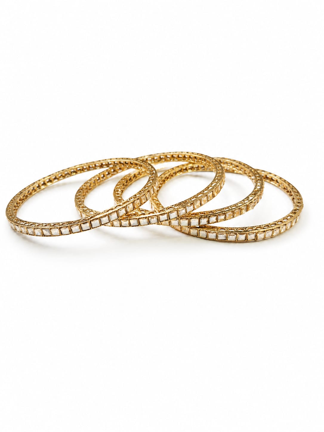 Itrani Timeless Elegance Stone Studded Brass Bangles Set