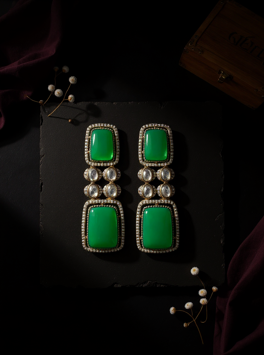 Itrani Emerald Luxe Geometry Drop Earrings