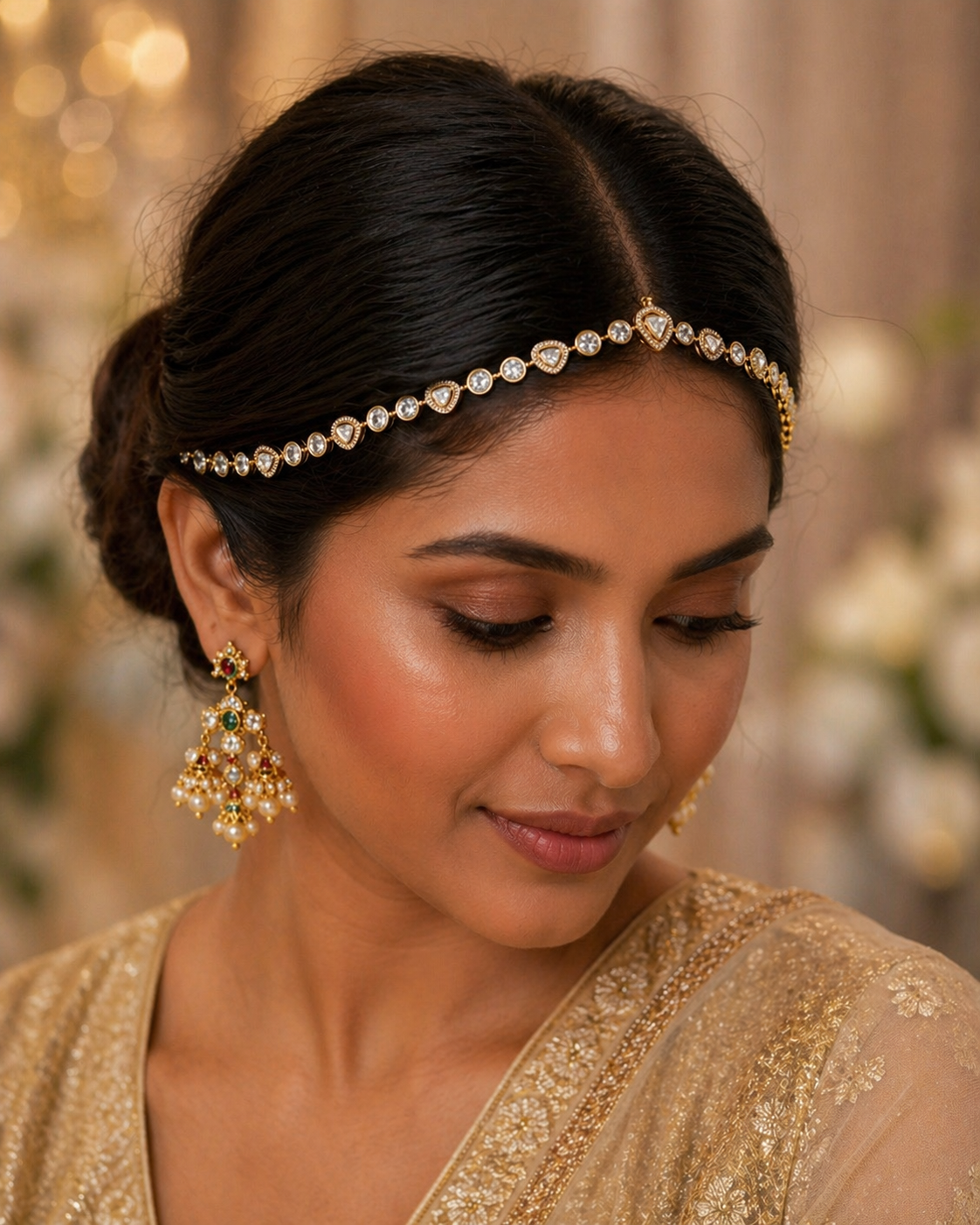 Itrani Royal Gleam Clear Polki setting Stone Sheesh Patti