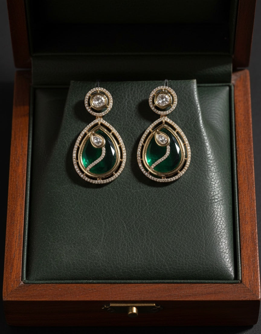 Itrani Emerald Embrace Teardrop Earrings – A Regal Minimal Statement