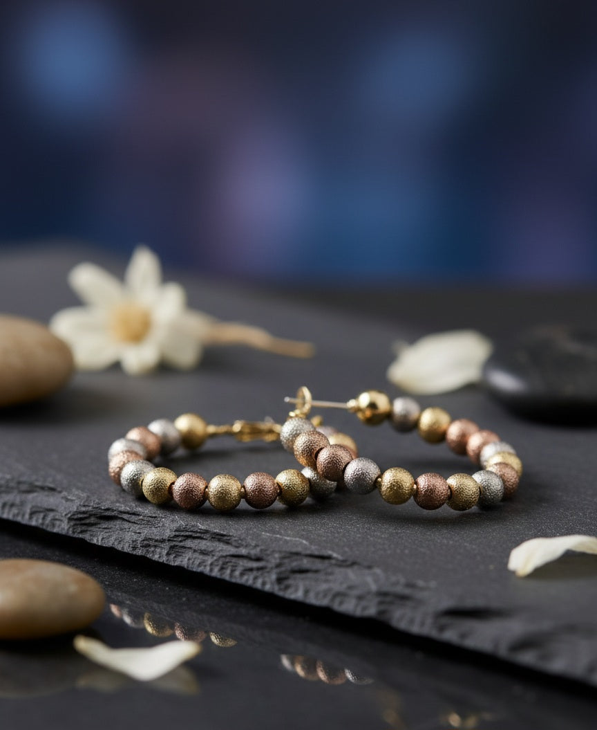 Itrani TrioGleam Textured Bead Hoops