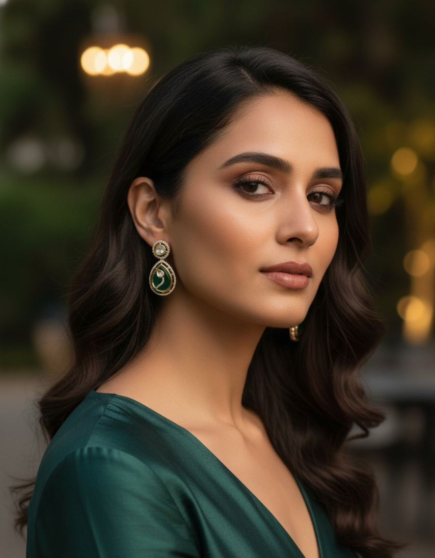 Itrani Emerald Embrace Teardrop Earrings – A Regal Minimal Statement