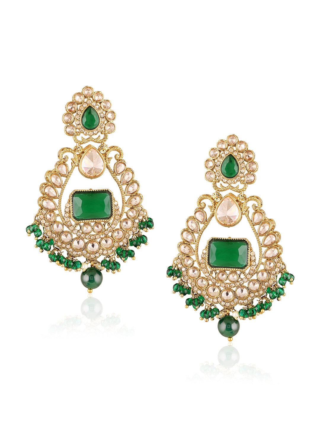 Itrani Emerald Glow centre stone Earring & Maang Tikka Set