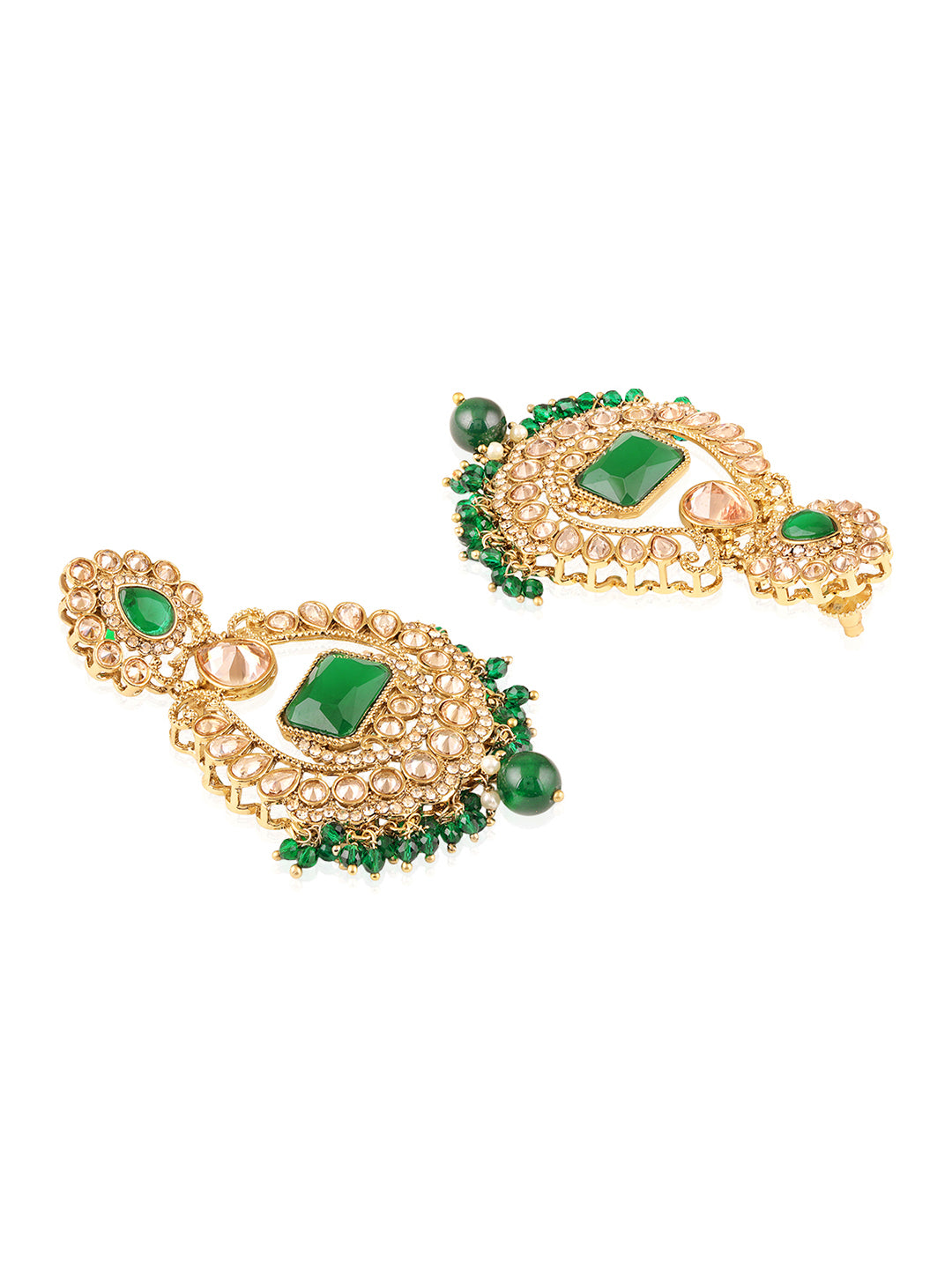 Itrani Emerald Glow centre stone Earring & Maang Tikka Set